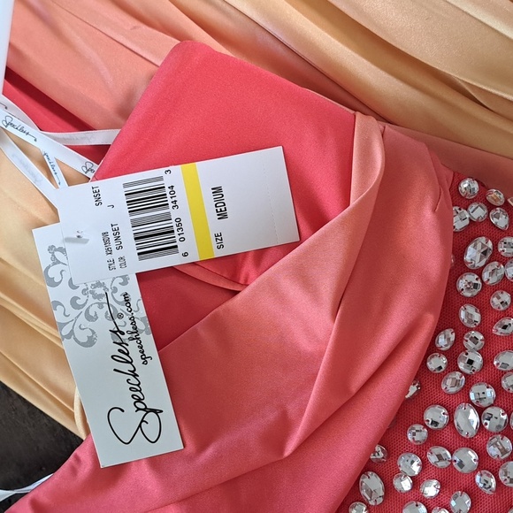 Speechless Pleated Rhinestone Accent Waist Lace Up Back Dress Size Medium - Picture 9 of 13